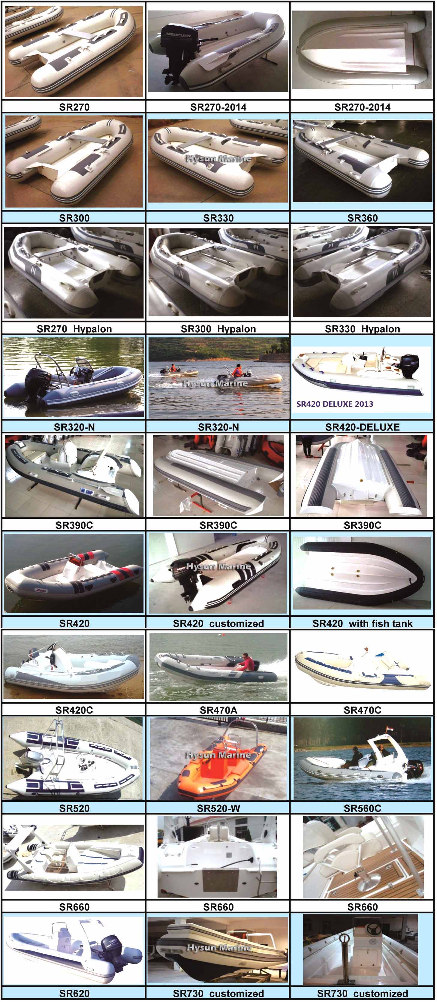 Hysun Marine SR Series Rigid-hull Inflatable Boats Hysun Marine SR Series Rigid-hull Inflatable Boats